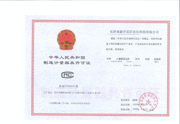 China CHANGSHA SUPMETER TECHNOLOGICAL CO.,LID Certificações